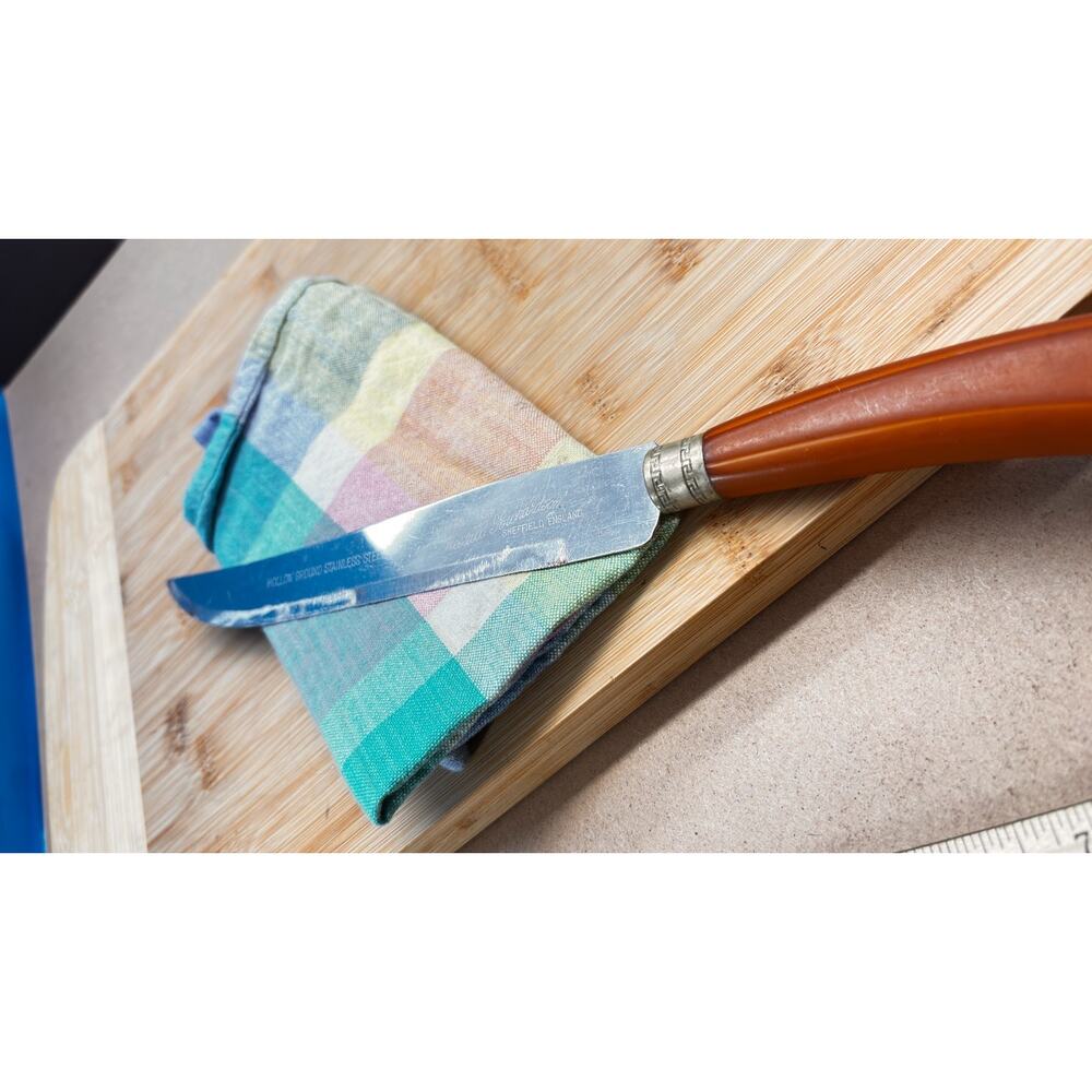 Vintage Sheffield England Bakelite Handle Carving Knife Hollow Ground MCM